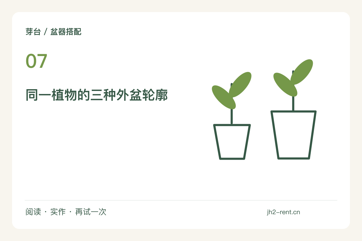 同一盆绿植换三种外盆，形状怎样改变视觉重心主题图解